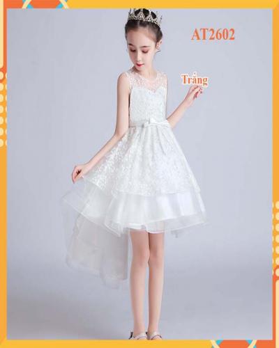 Đầm công chúa bé gái-xòe cao cấp-màu trắng-at2903