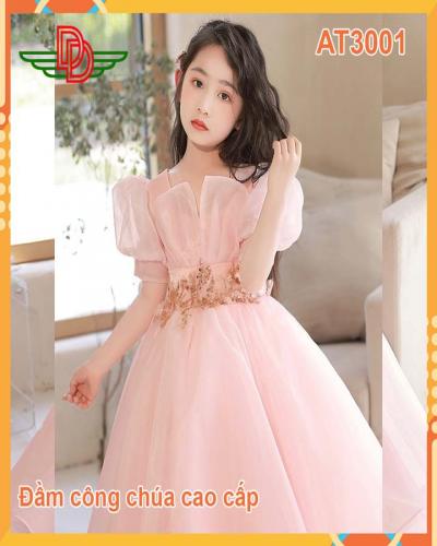 Đầm công chúa bé gái-xòe cao cấp-màu hồng-at2903