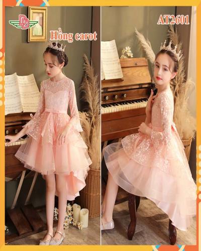 Đầm công chúa bé gái-xòe cao cấp-màu hồng-at2902